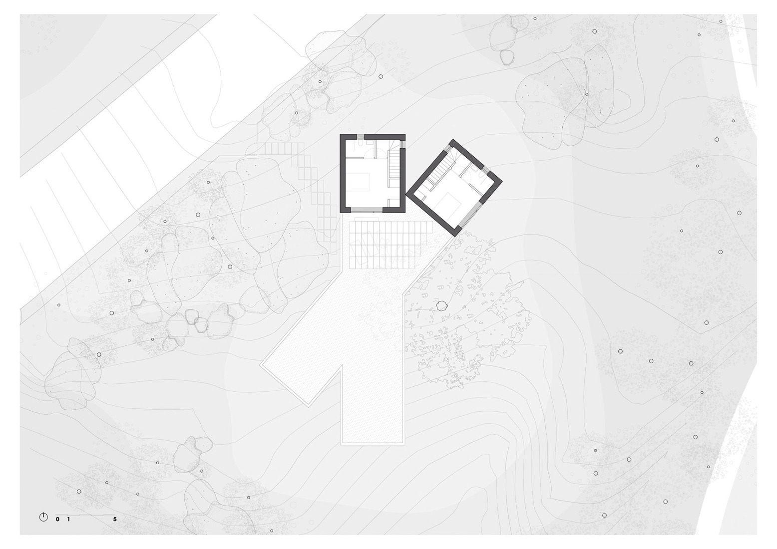 First floor plan. House X by Bojaus Arquitectura. 