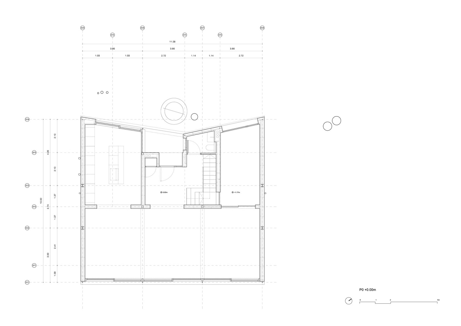Ground floor plan with dimensions. Creneas by DABG/deAbajoGarcia.