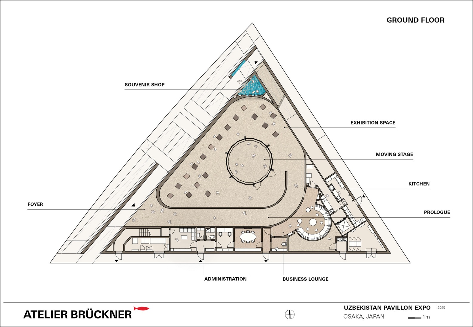 Ground floor plan. National Pavilion Uzbekistan, Expo 2025 by Atelier Brückner.