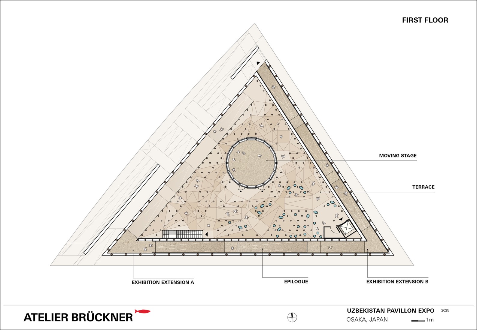 First floor plan. National Pavilion Uzbekistan, Expo 2025 by Atelier Brückner