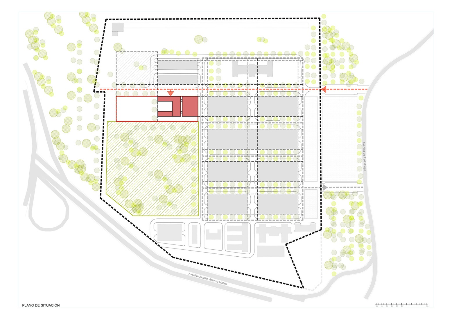Plano de emplazamiento. Plató Virtual por Díaz y Díaz Arquitectos + José Deus Bouzón.
