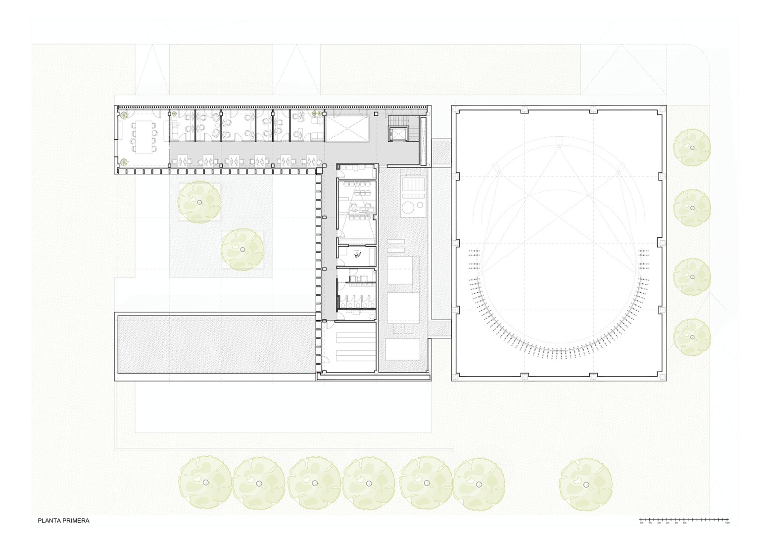 Plano de primera planta. Plató Virtual por Díaz y Díaz Arquitectos + José Deus Bouzón.