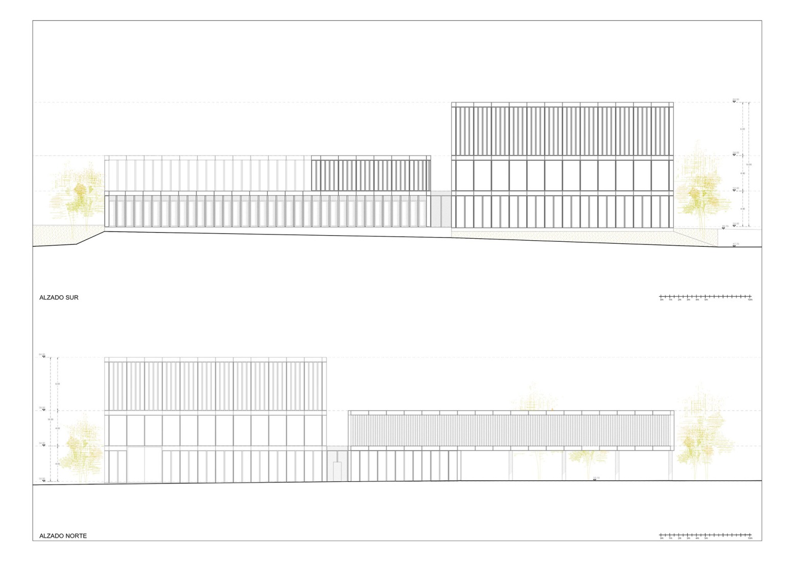 Alzados. Plató Virtual por Díaz y Díaz Arquitectos + José Deus Bouzón.