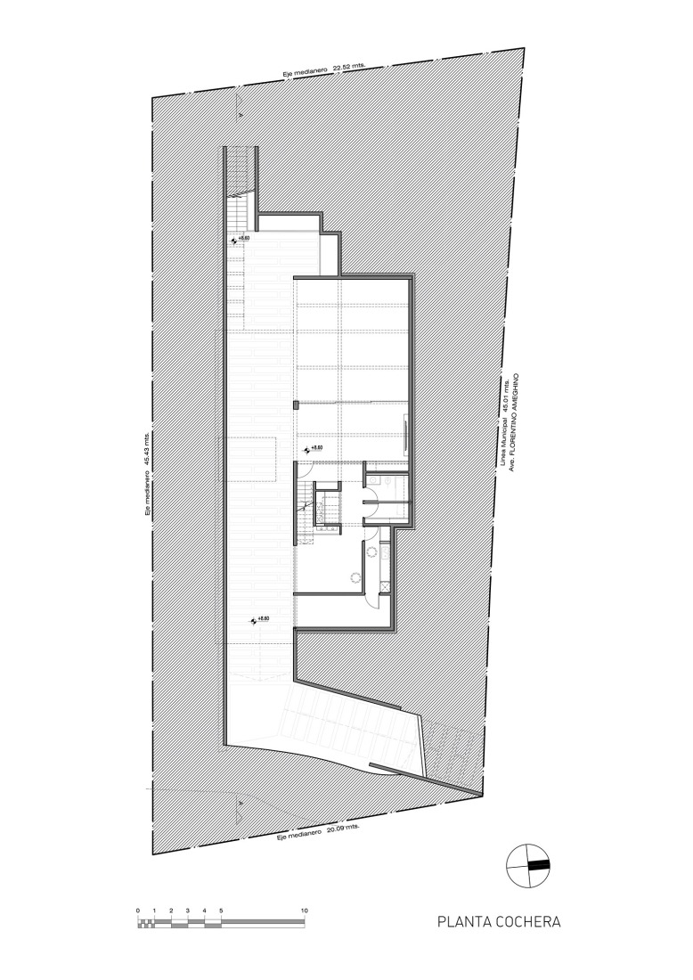Basement floor plan. C&G House by Estudio Galera Arquitectura.