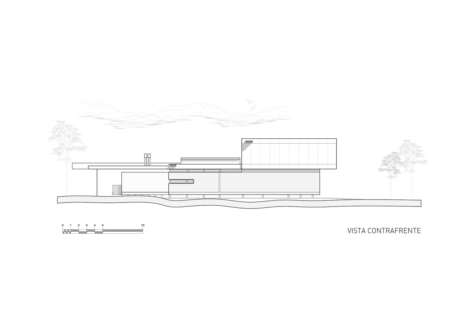 Rear elevation. C&G House by Estudio Galera Arquitectura.