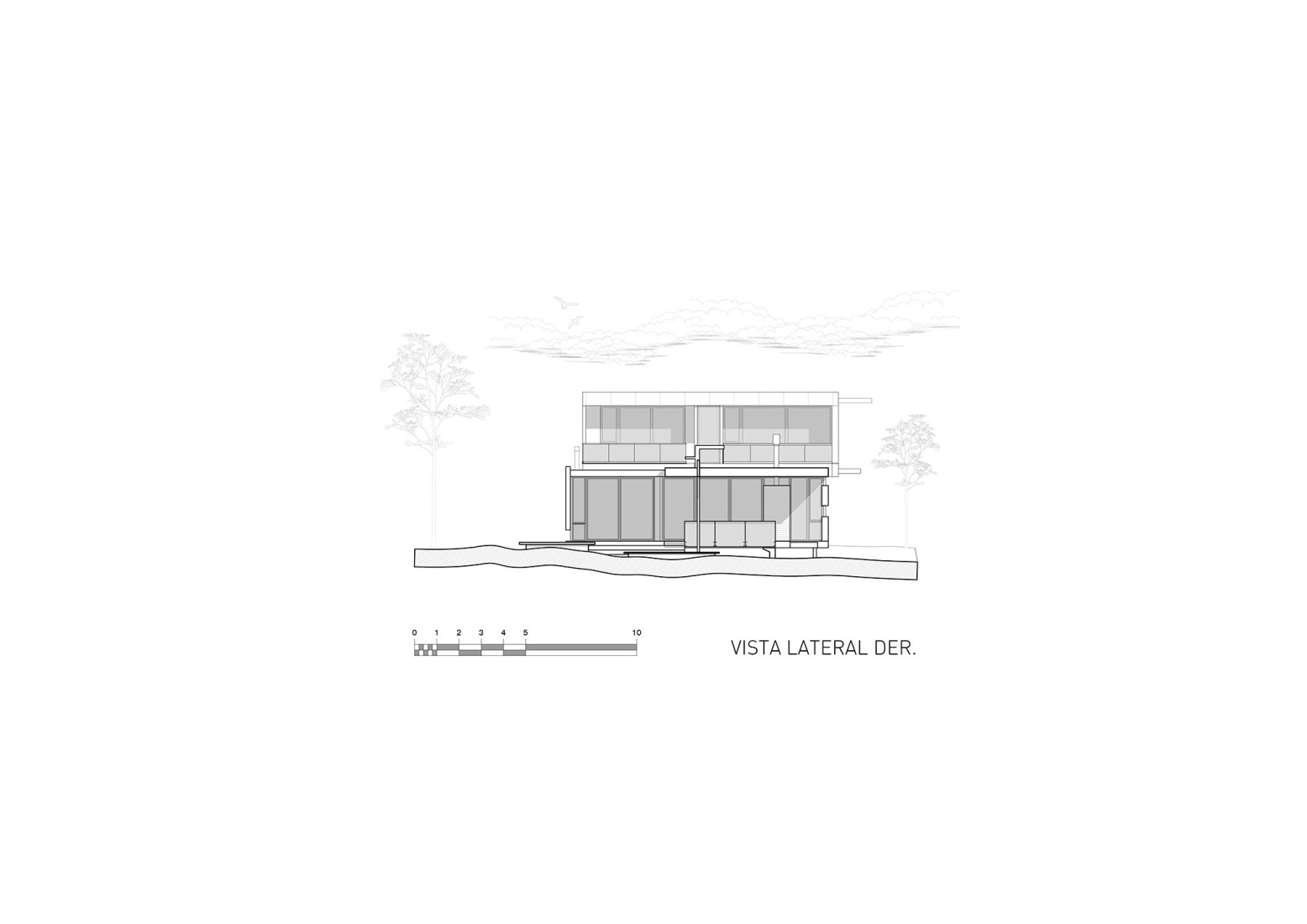 Passage elevation. C&G House by Estudio Galera Arquitectura.
