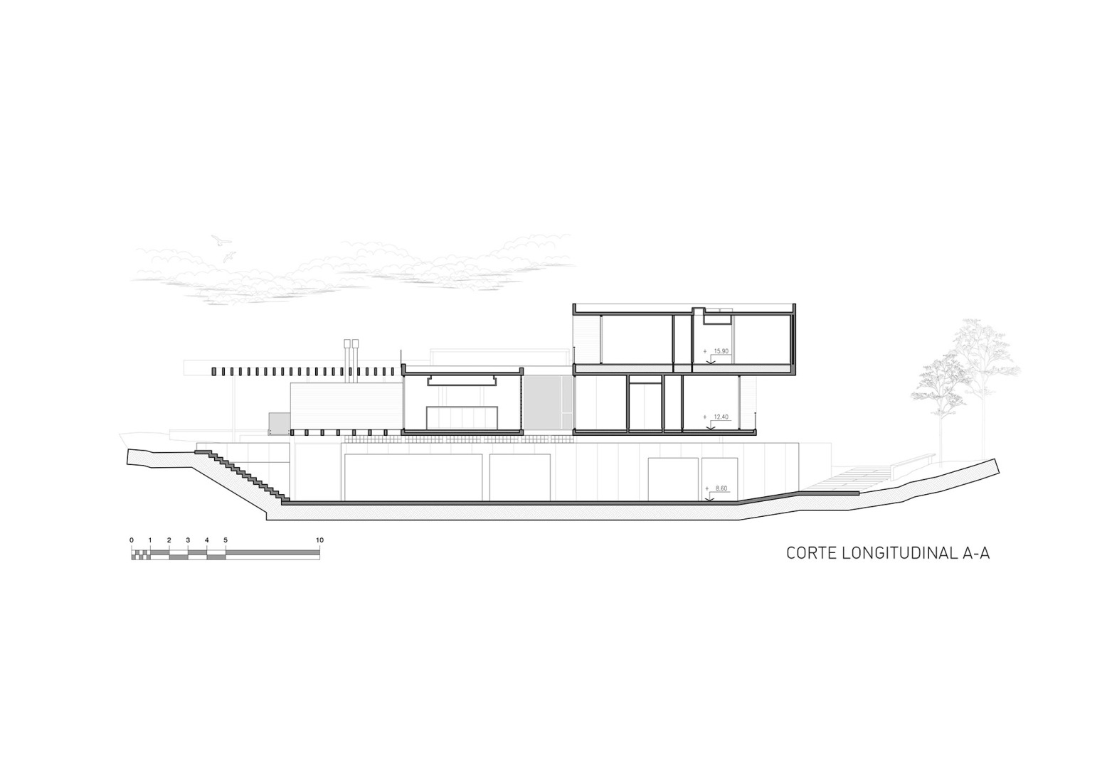 Section. C&G House by Estudio Galera Arquitectura.