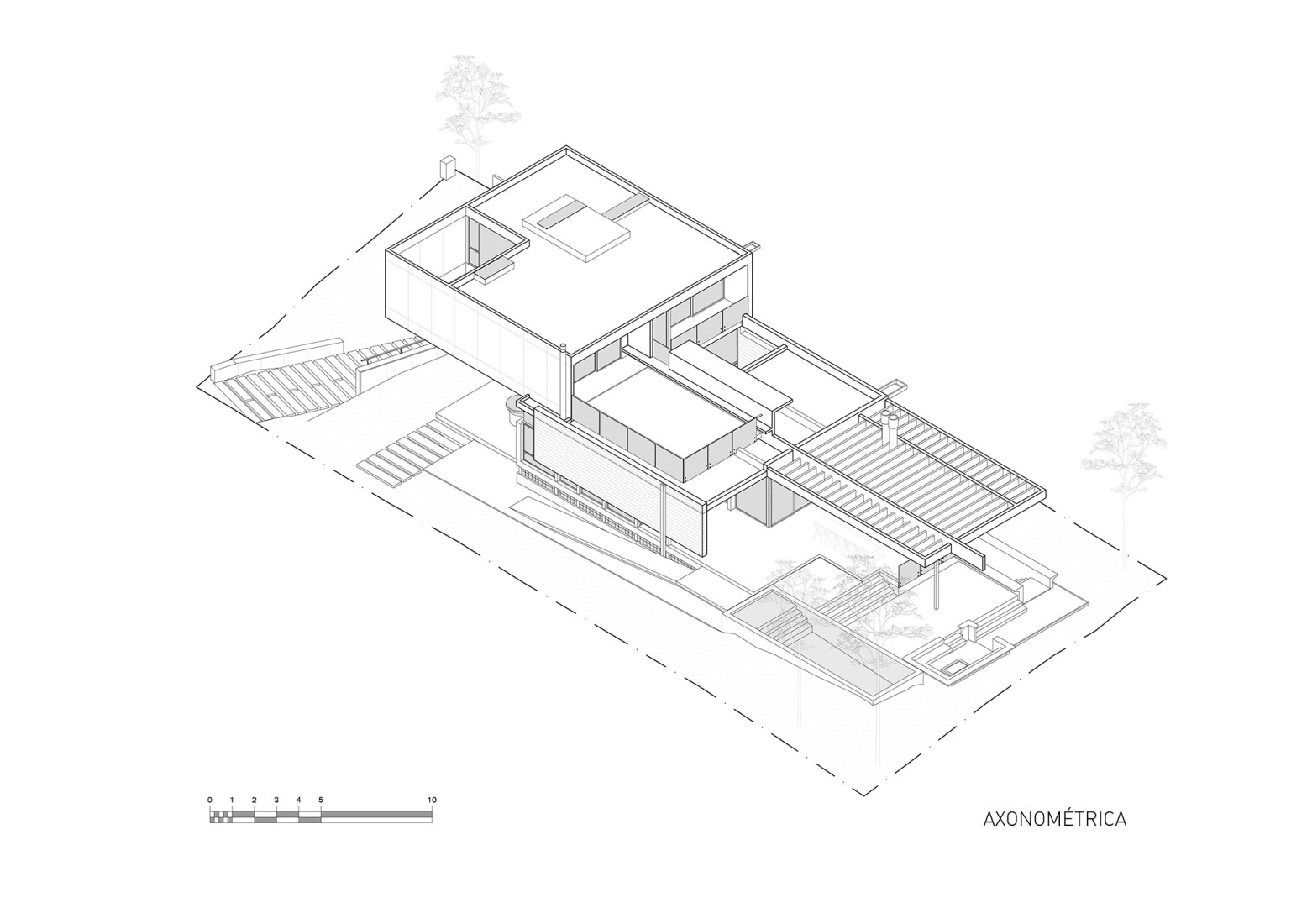Axonometry. C&G House by Estudio Galera Arquitectura.