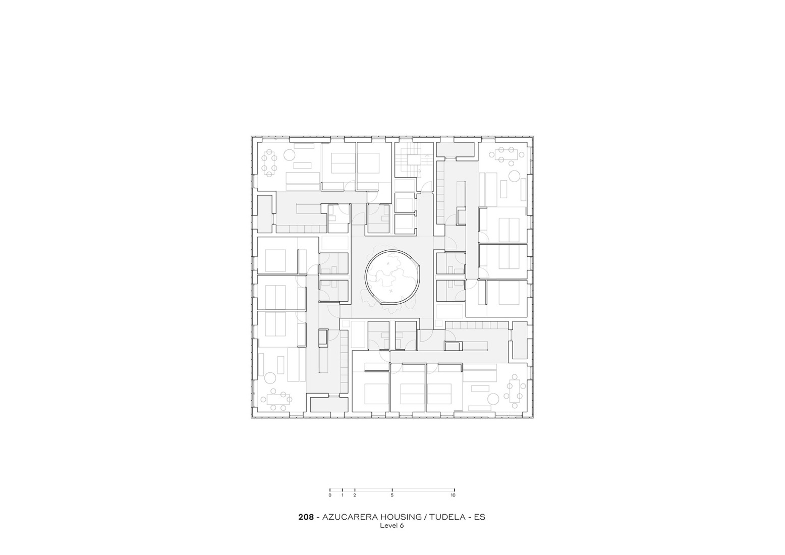 Plano de planta 6. Viviendas Azucarera por FRPO Rodríguez y Oriol. 