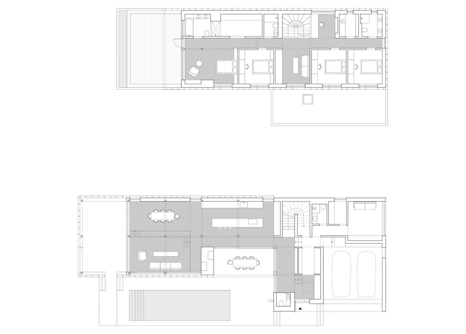 Floor plan 1 and 2. Villa Bruksveien by R21 Arkitekter.