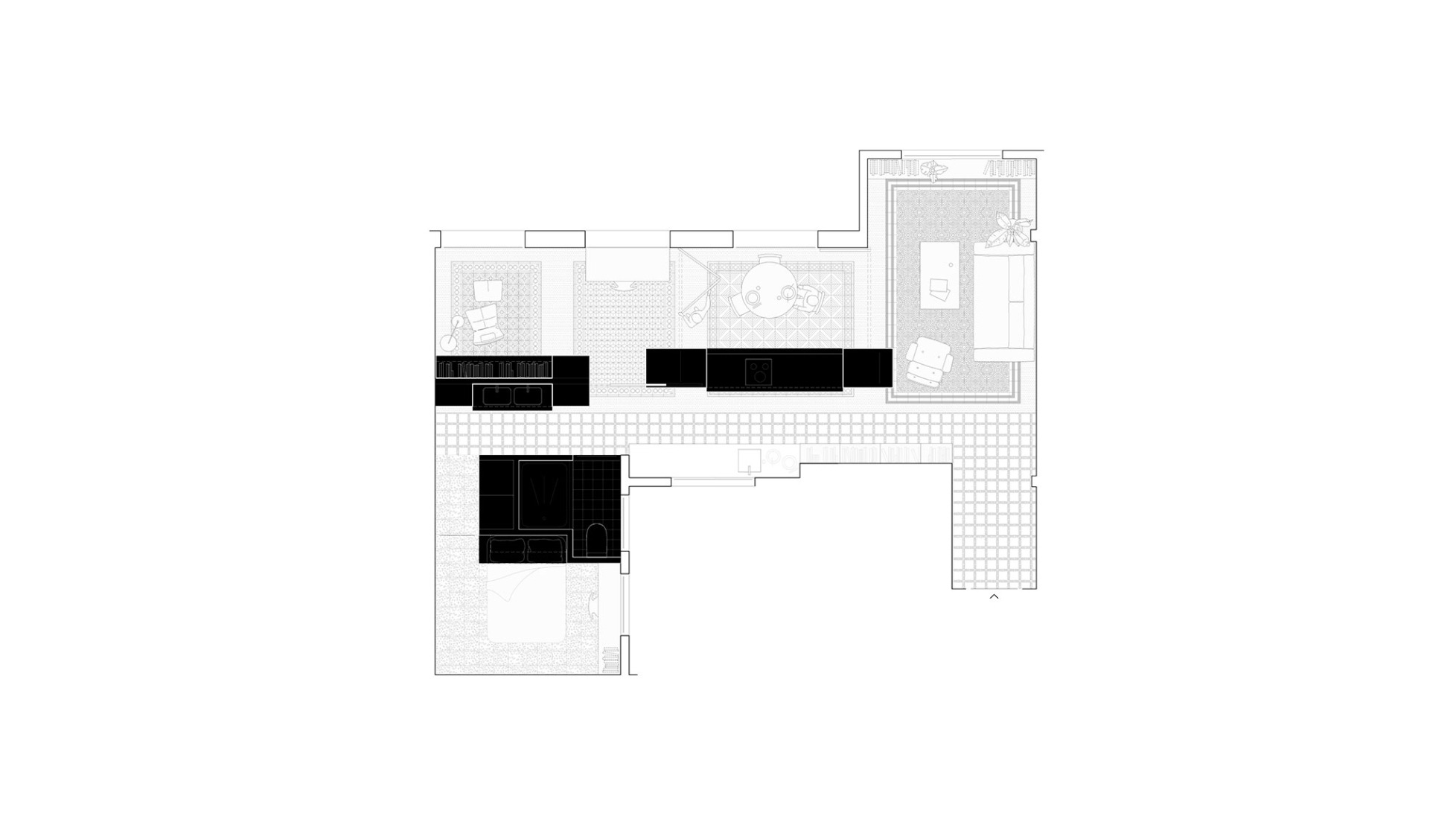 Furnished floor plan. Chromatic Home by JJ+.