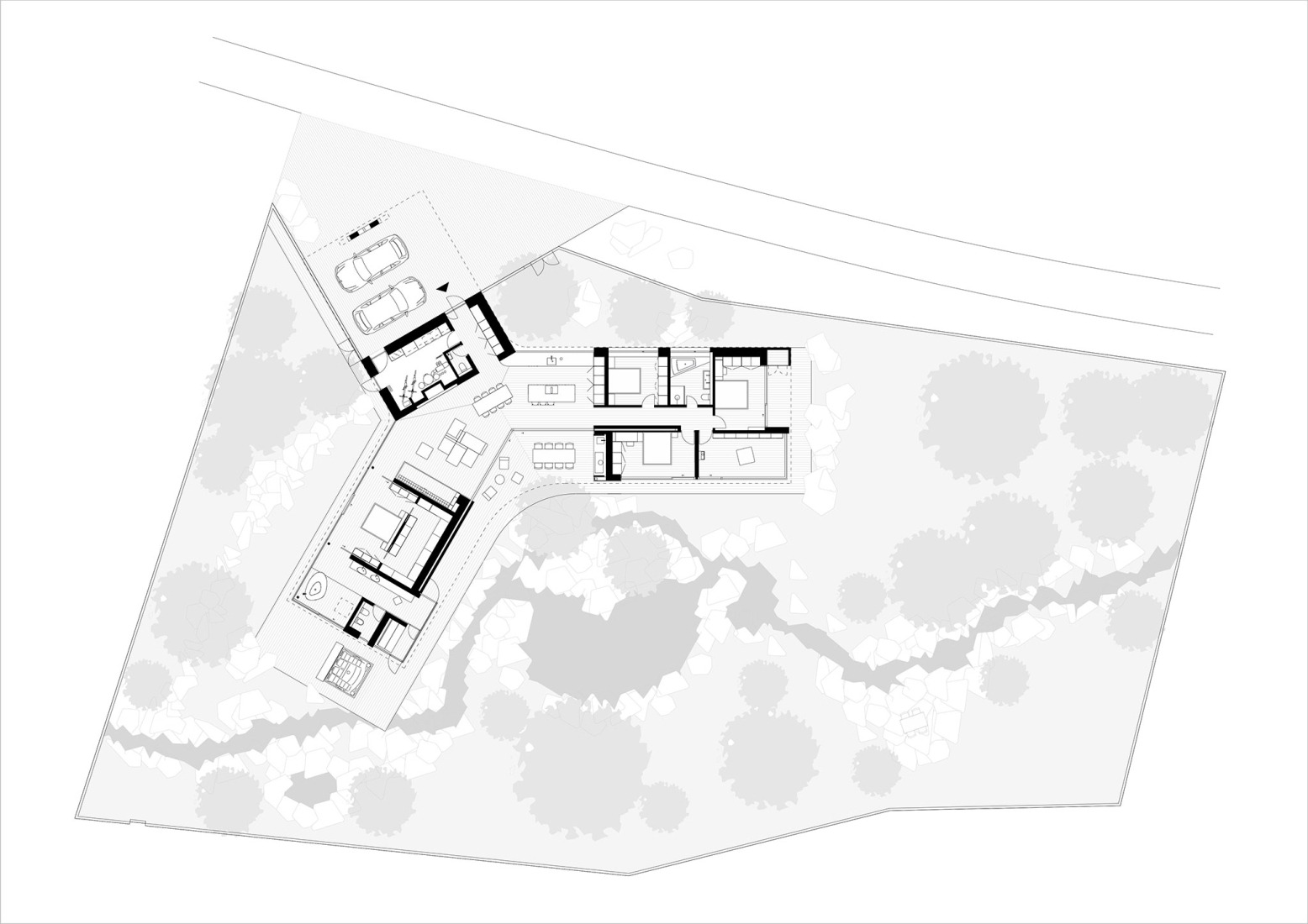 Plano de emplazamiento. Casa Banánka por Paulíny Hovorka Architects.