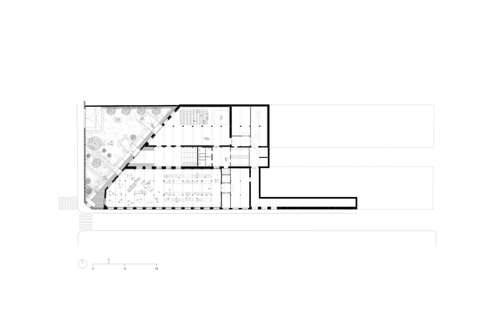 Basement floor plan. Rehabilitation of the Vapor Cortès - Prodis 1923 by Harquitectes.