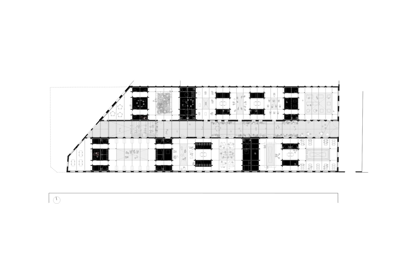 Ground floor plan. Rehabilitation of the Vapor Cortès - Prodis 1923 by Harquitectes.