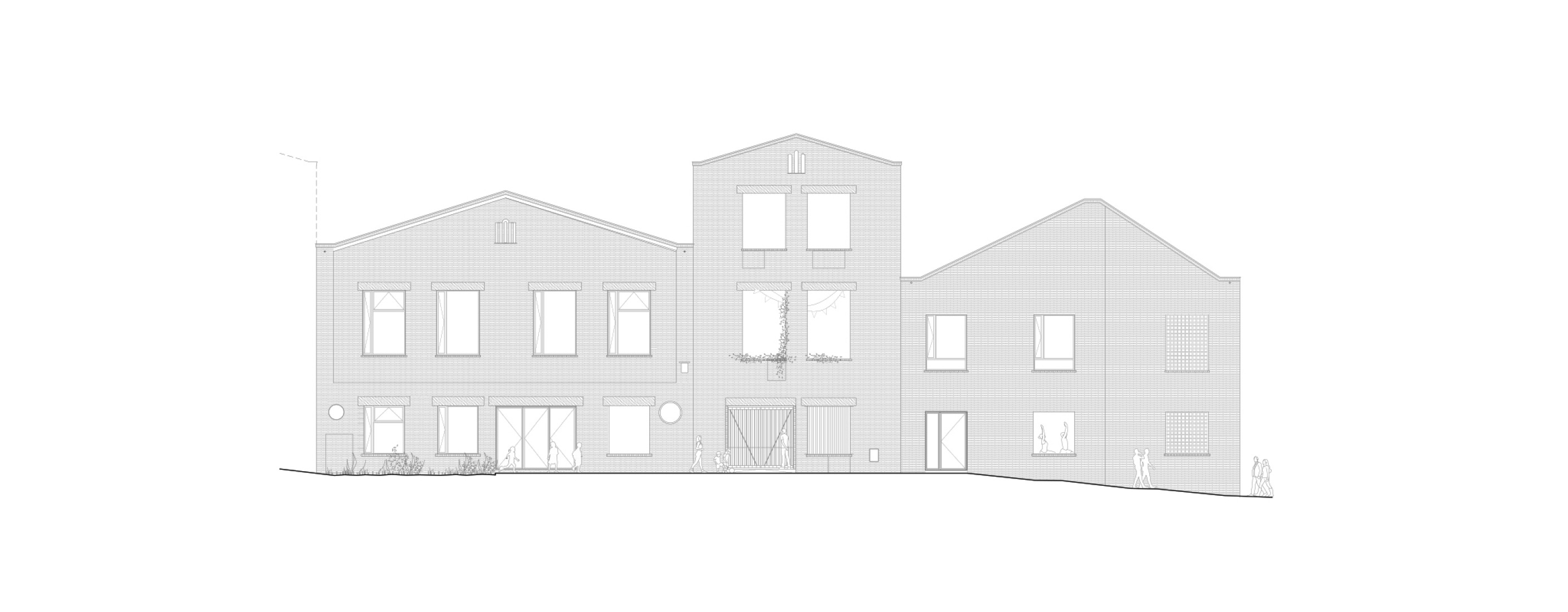Elevation. Rehabilitation of the Vapor Cortès - Prodis 1923 by Harquitectes.