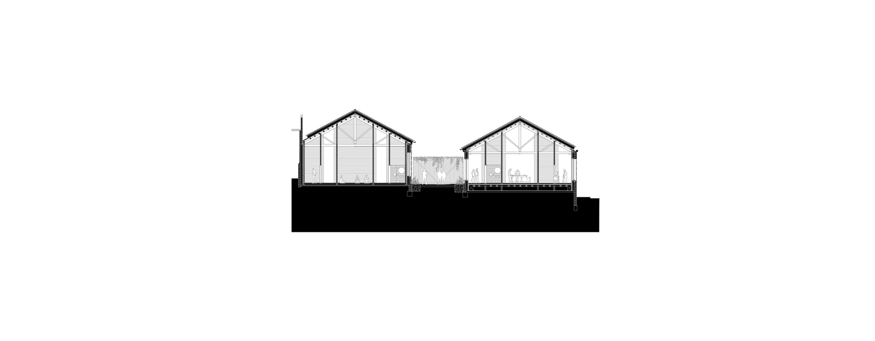 Cross section. Rehabilitation of the Vapor Cortès - Prodis 1923 by Harquitectes.