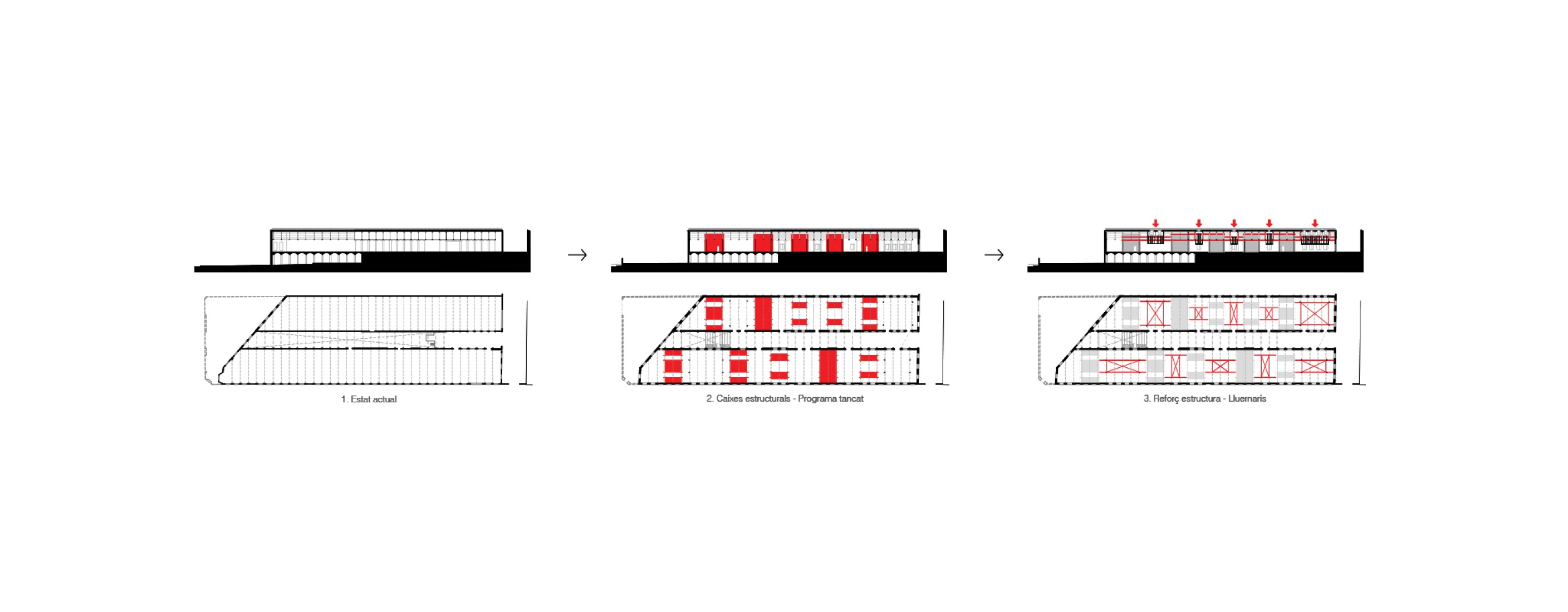 Concept diagrams. Rehabilitation of the Vapor Cortès - Prodis 1923 by Harquitectes.