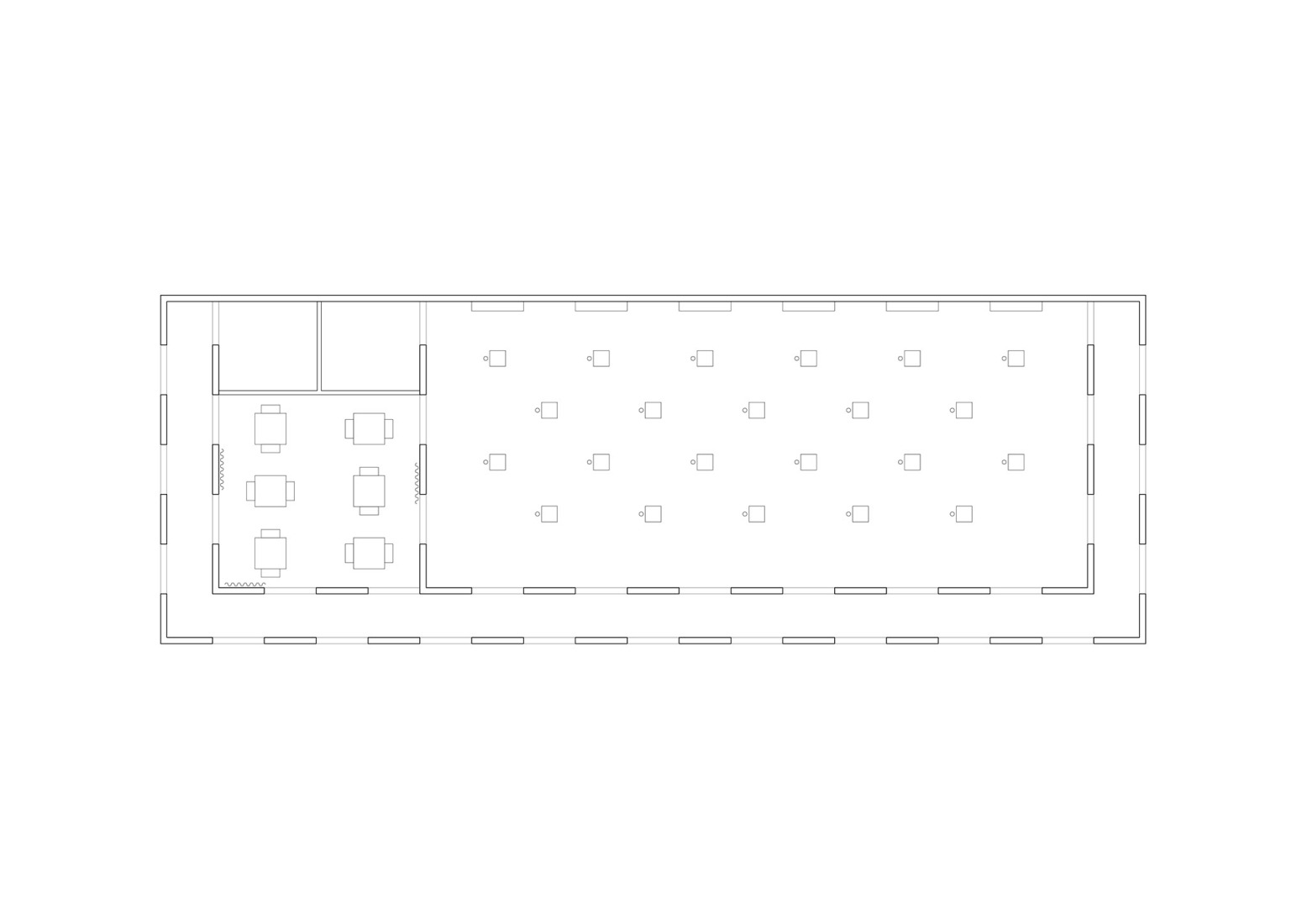 Plano de planta. Pabellón para Barcelona en FITUR 2025 por Pineda Monedero + Jaime Prous Architects.