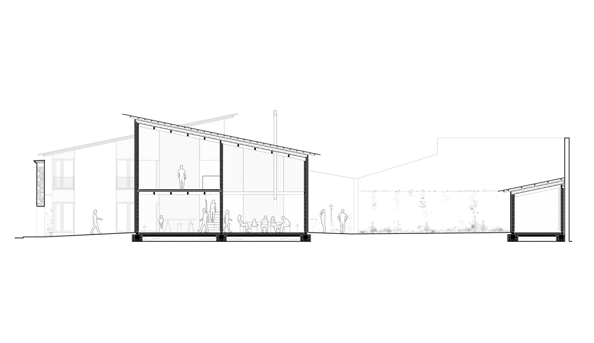 Longitudinal section. "La Sequieta" House by Lacol SCCL.