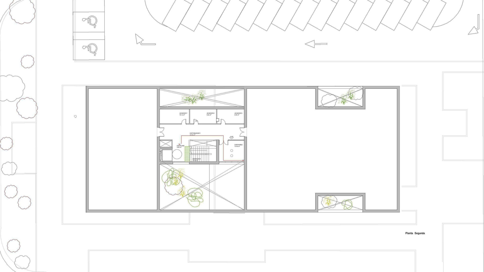 Second floor plan. Socio Cultural Centre "El Ensanche" by Parra Arquitectos + José Miguel Useros.