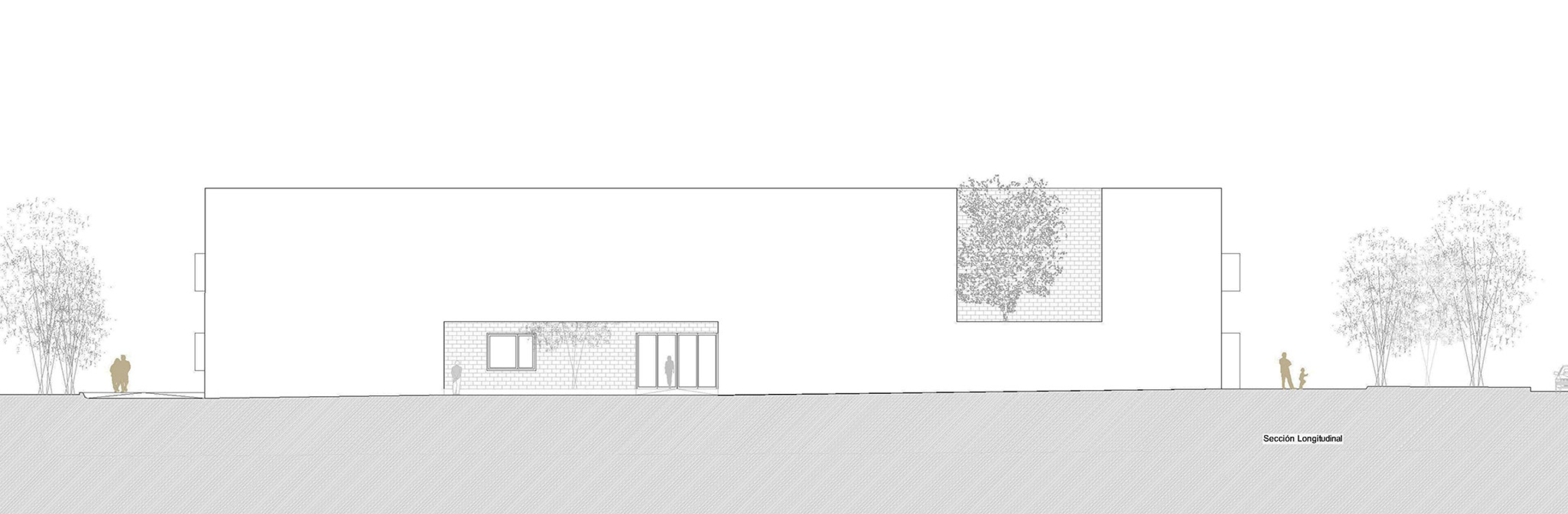 Longitudinal elevation. Socio Cultural Centre "El Ensanche" by Parra Arquitectos + José Miguel Useros.