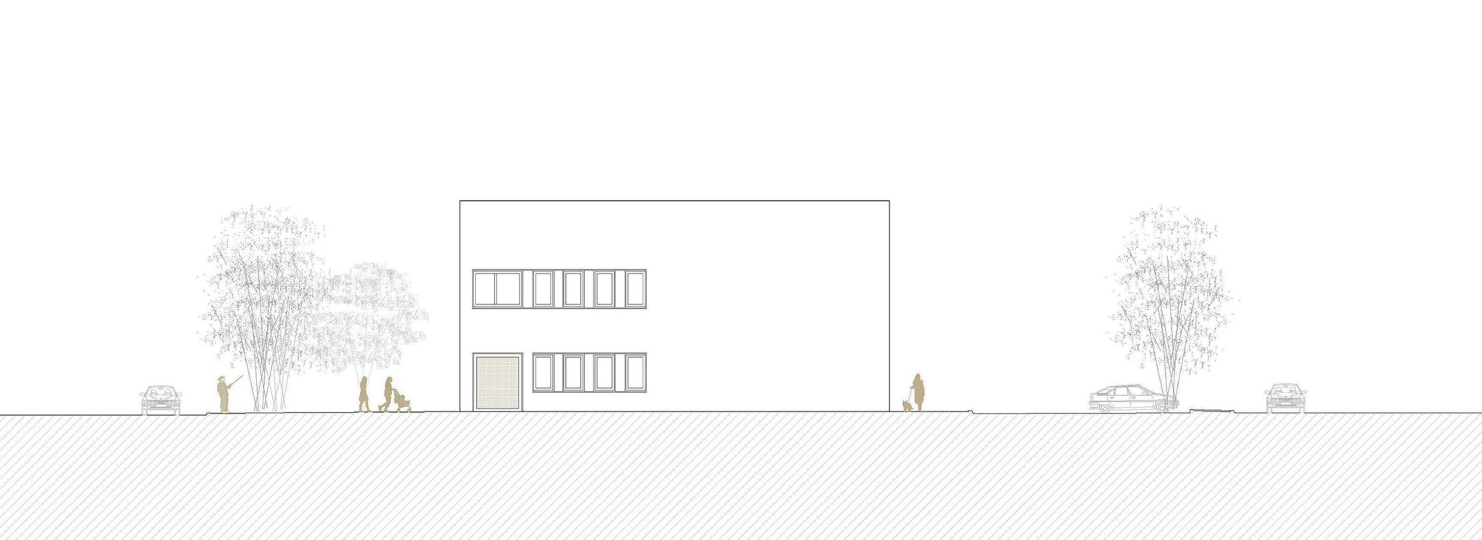 Transversal elevation. Socio Cultural Centre "El Ensanche" by Parra Arquitectos + José Miguel Useros.