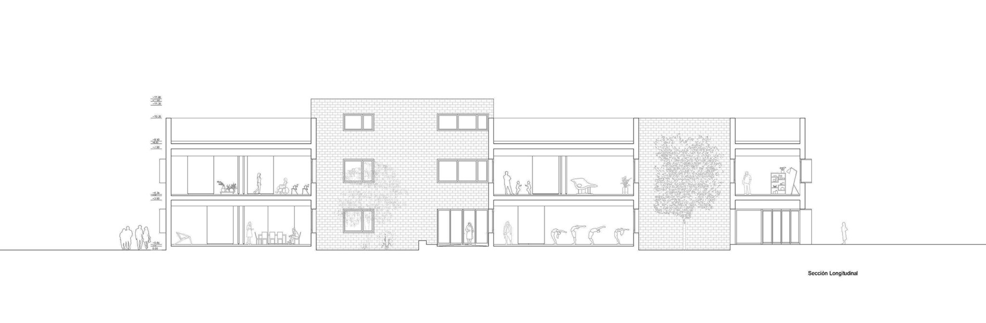Longitudinal section. Socio Cultural Centre "El Ensanche" by Parra Arquitectos + José Miguel Useros.