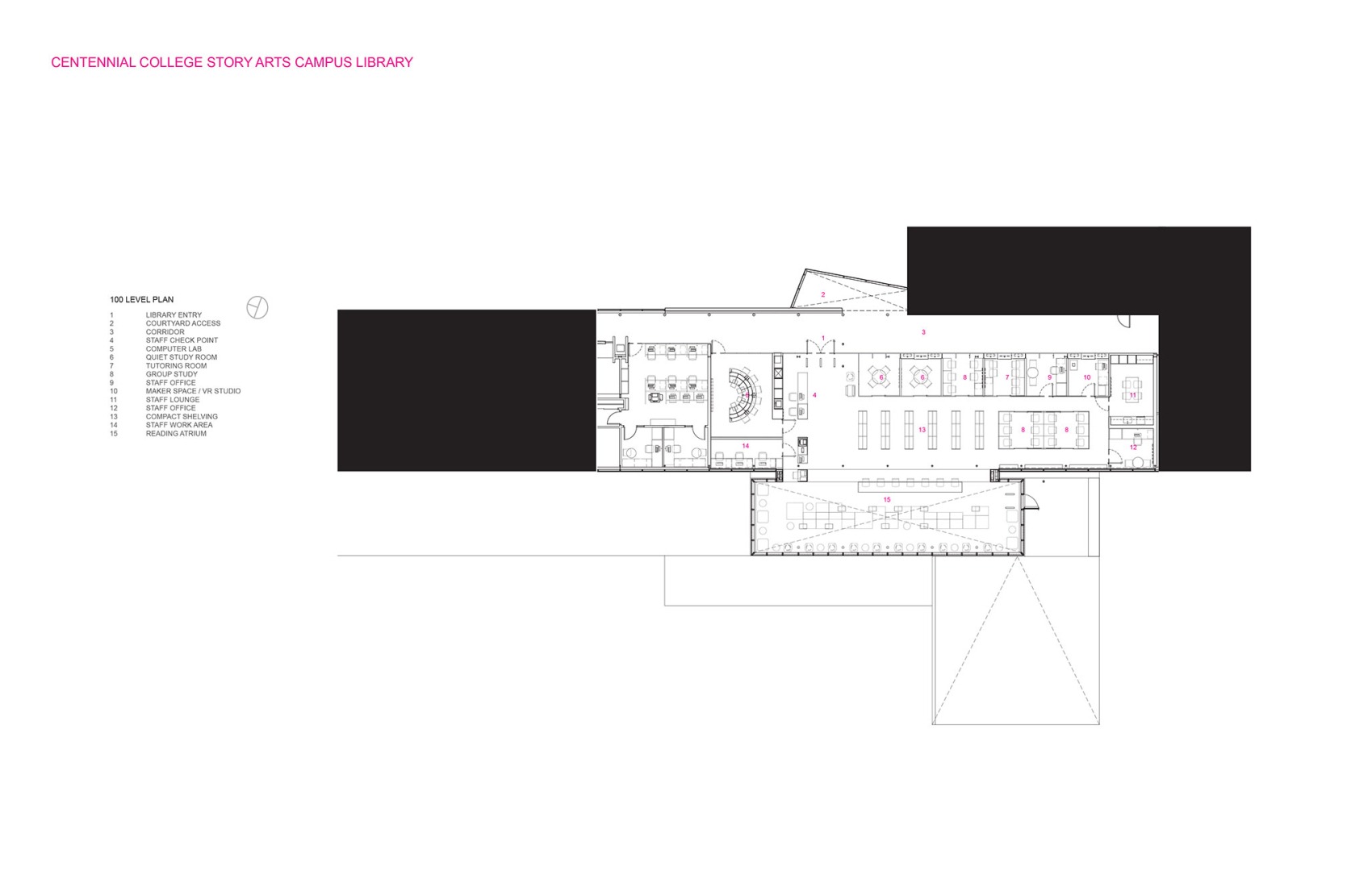 Ground floor plan. Centennial College’s Story Arts Campus Library by RDHA.