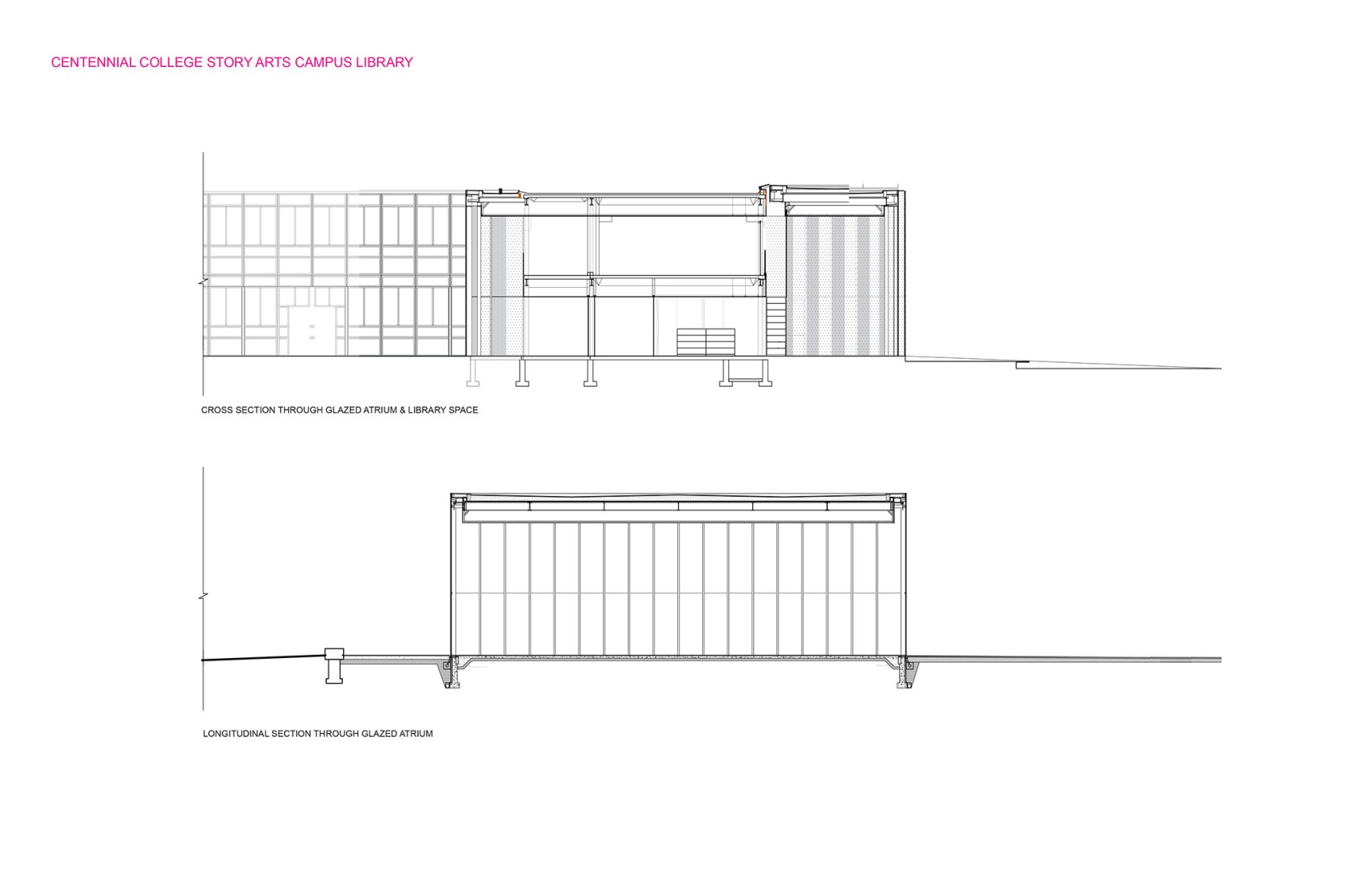 Section. Centennial College’s Story Arts Campus Library by RDHA.