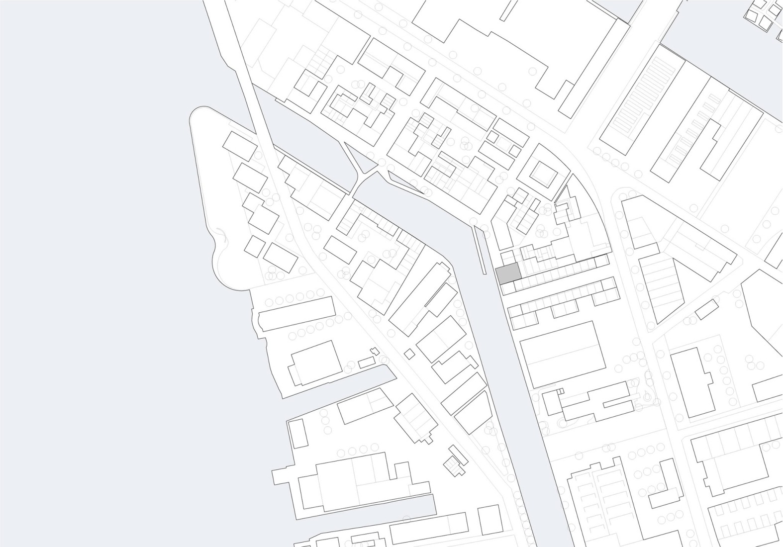 Plano de emplazamiento. Edificio residencial Tolhuiskade por Civic Architects.