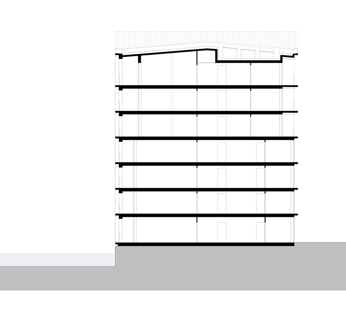 Sección. Edificio residencial Tolhuiskade por Civic Architects.