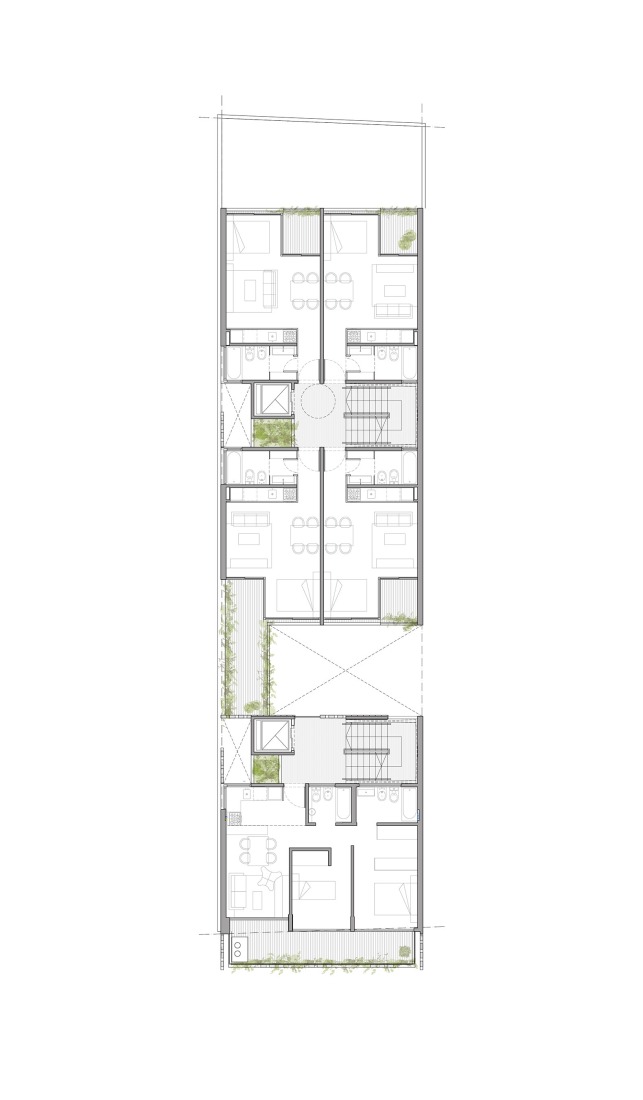 Plano de primera y tercera planta. NÑZ 3949 por Estudio Arqtipo. 