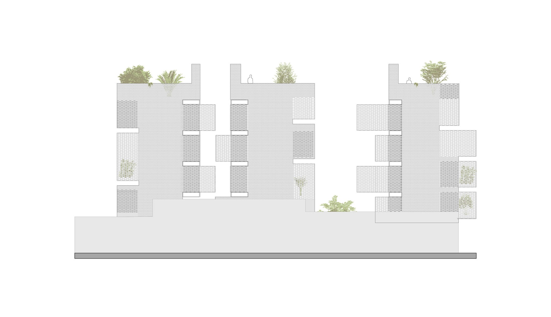 Alzado lateral. NÑZ 3949 por Estudio Arqtipo. 