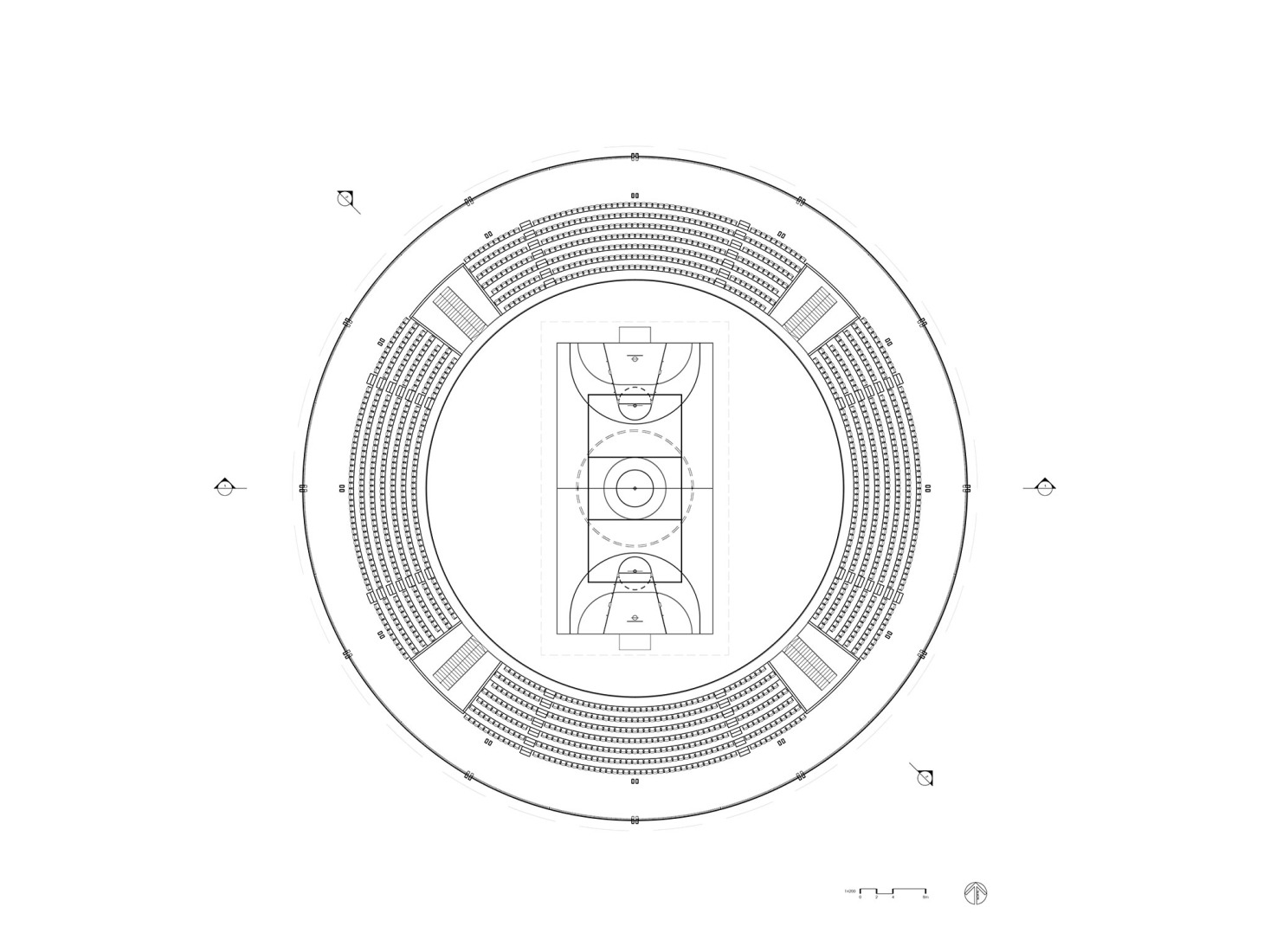 Arena. First floor plan - stands. Quintana Roo Park by Aidia Studio. Arena. First floor plan - stands. Quintana Roo Park by Aidia Studio.