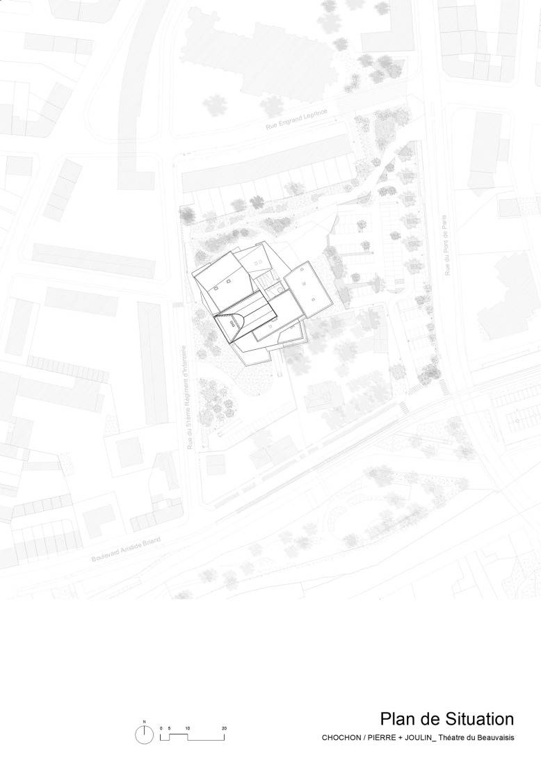 Plano de emplazamiento. Teatro Regional de Beauvaisis por AJC Architectes.