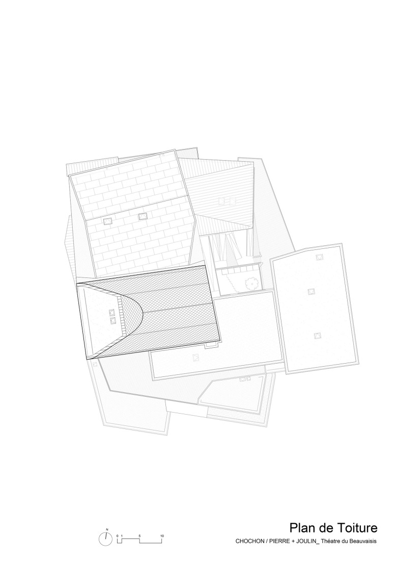Planta de cubiertas. Teatro Regional de Beauvaisis por AJC Architectes.
