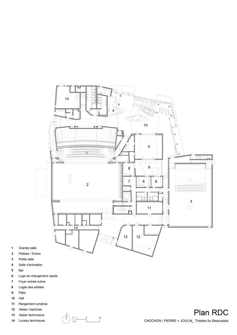 Planta baja. Teatro Regional de Beauvaisis por AJC Architectes.
