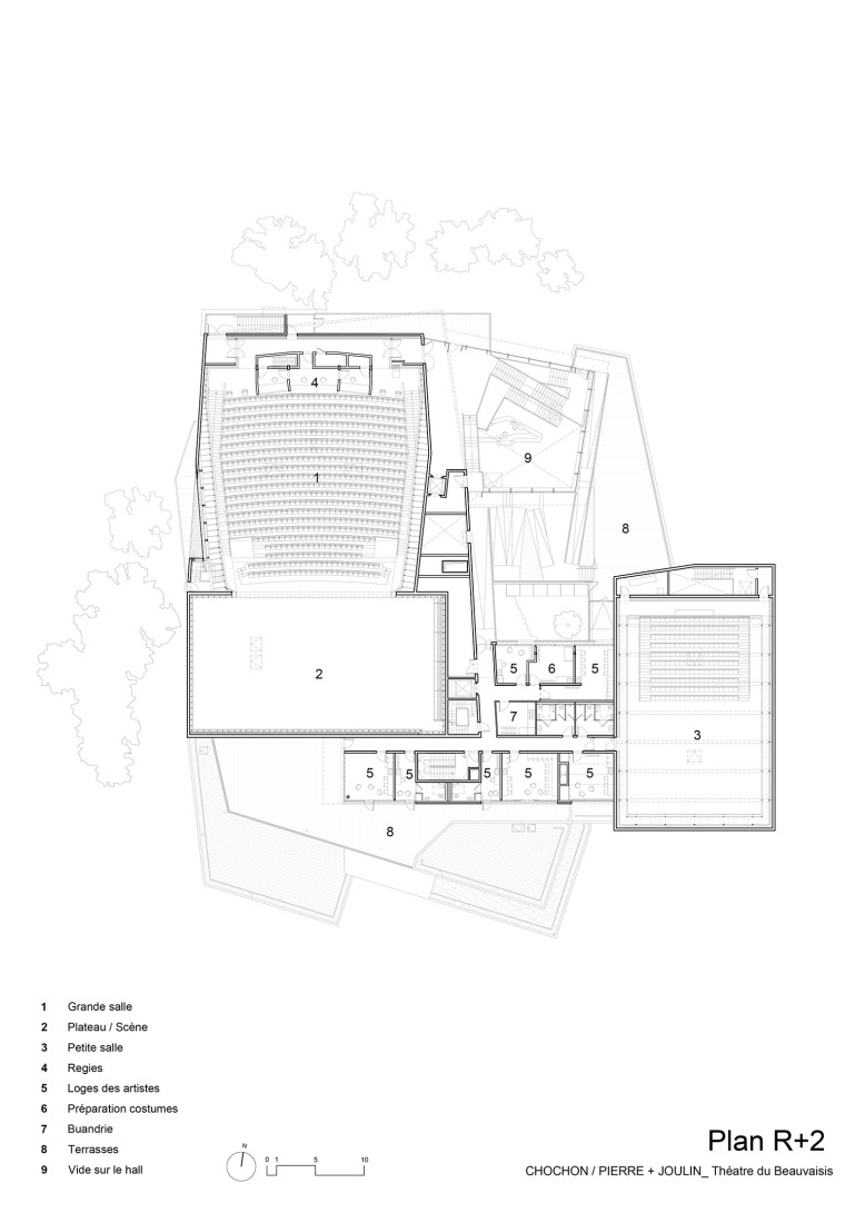 Planta segunda. Teatro Regional de Beauvaisis por AJC Architectes.