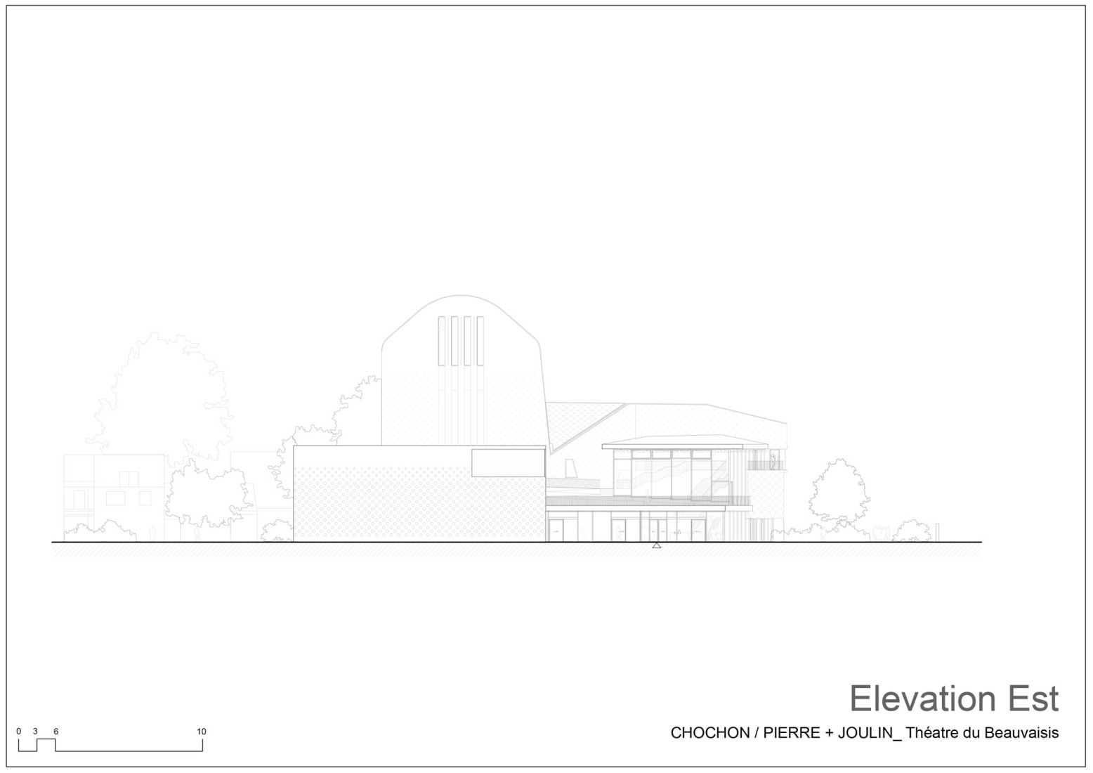 Alzado este. Teatro Regional de Beauvaisis por AJC Architectes.