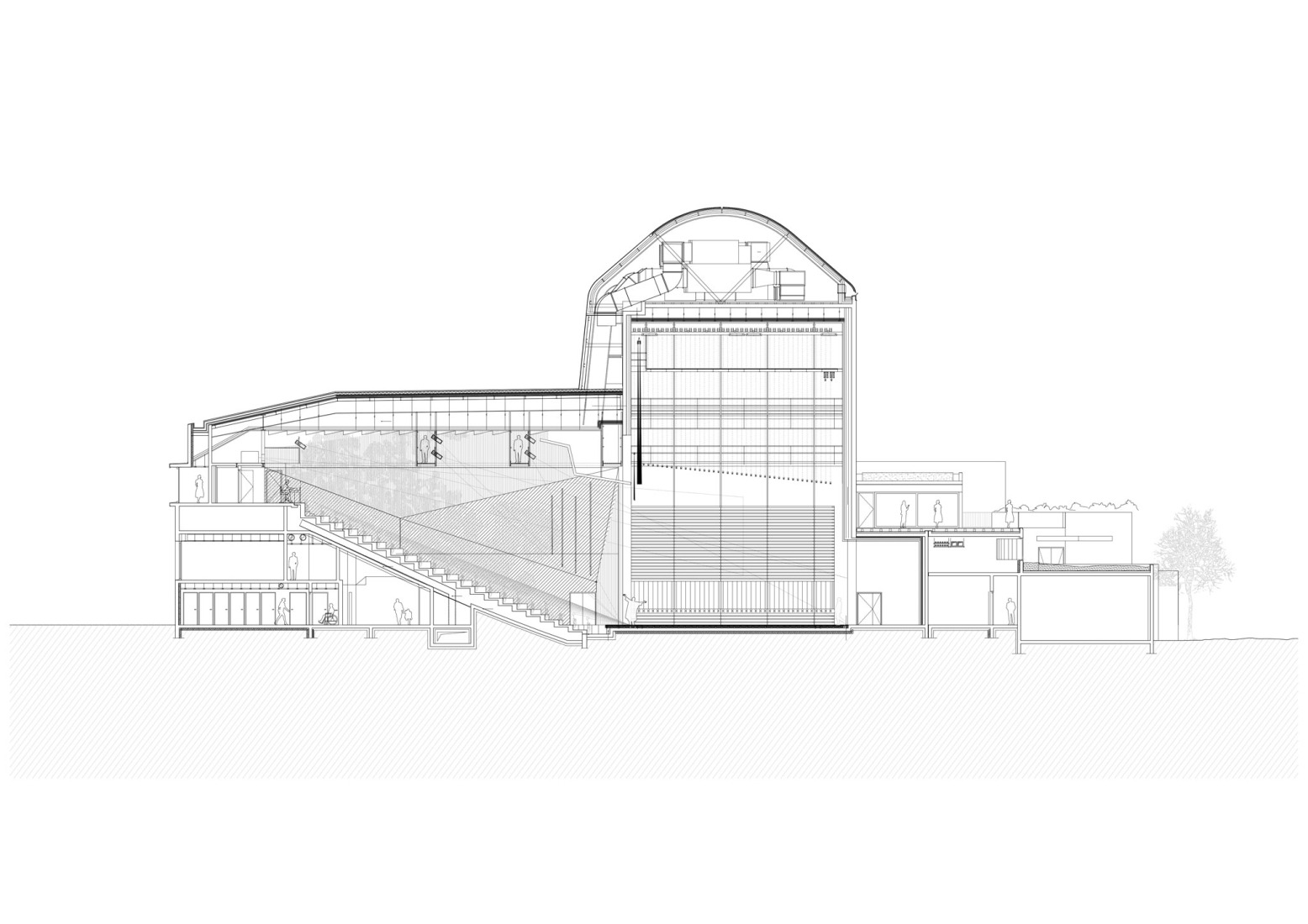 Sección. Teatro Regional de Beauvaisis por AJC Architectes.