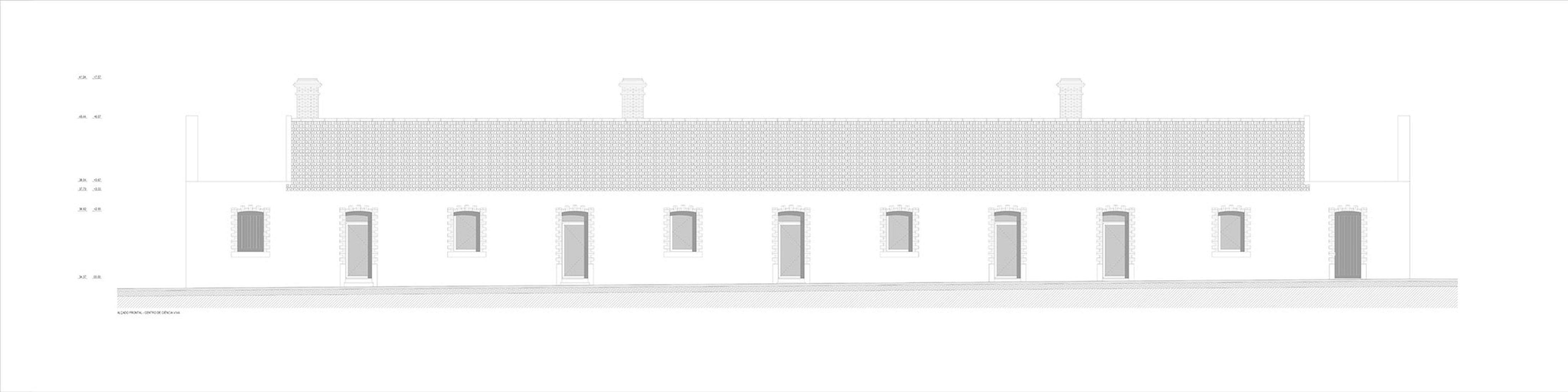 Alzado frontal CC. Rehabilitación urbana del Bairro do Boneco por Adarq.