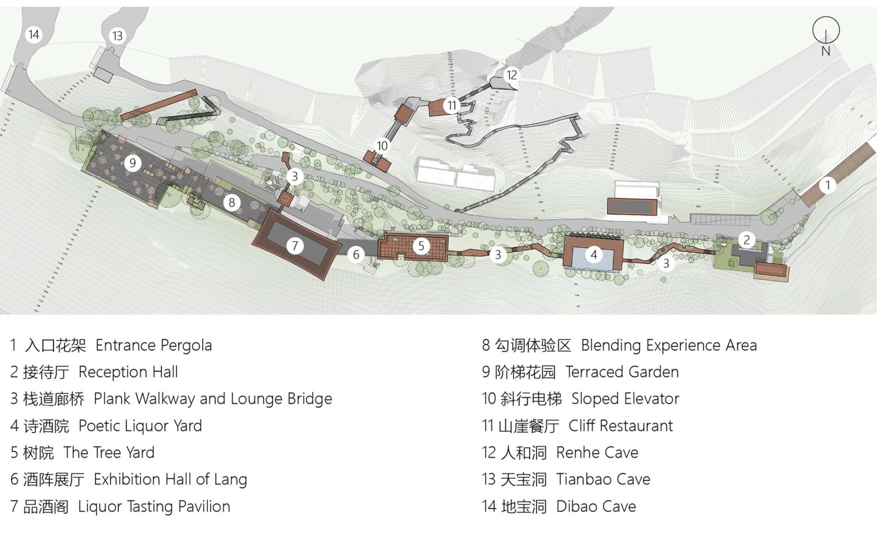 Overall layout. Renovating of Tianbao Cave District of Erlang Town por Jiakun Architects.