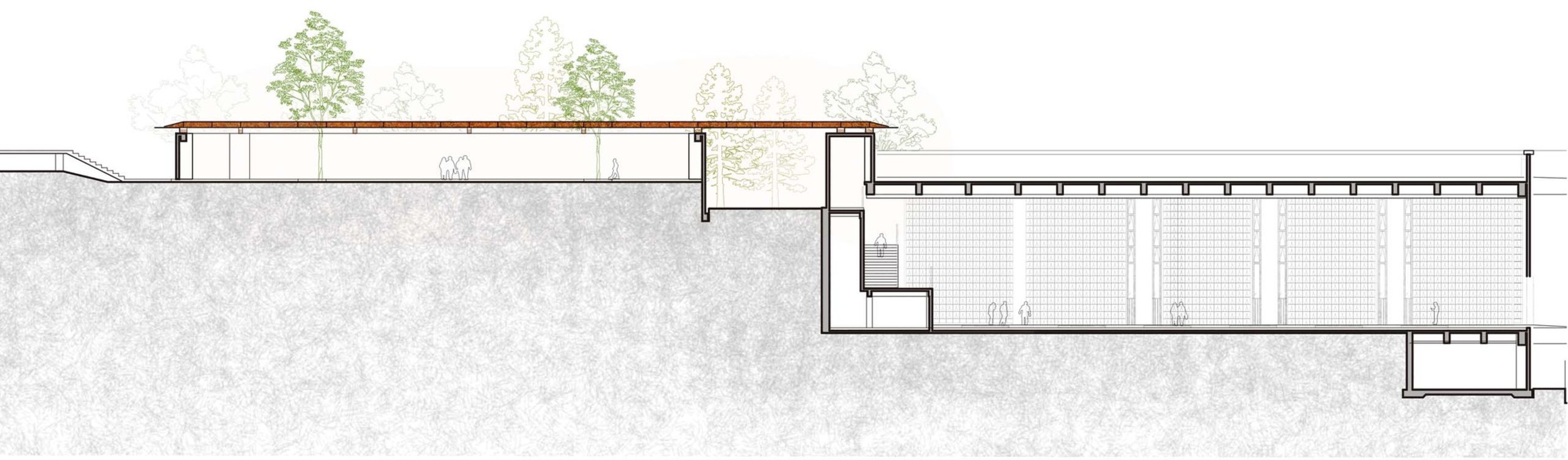 Wine Array Showroom and Tree Yard Sections. Renovating of Tianbao Cave District of Erlang Town por Jiakun Architects.