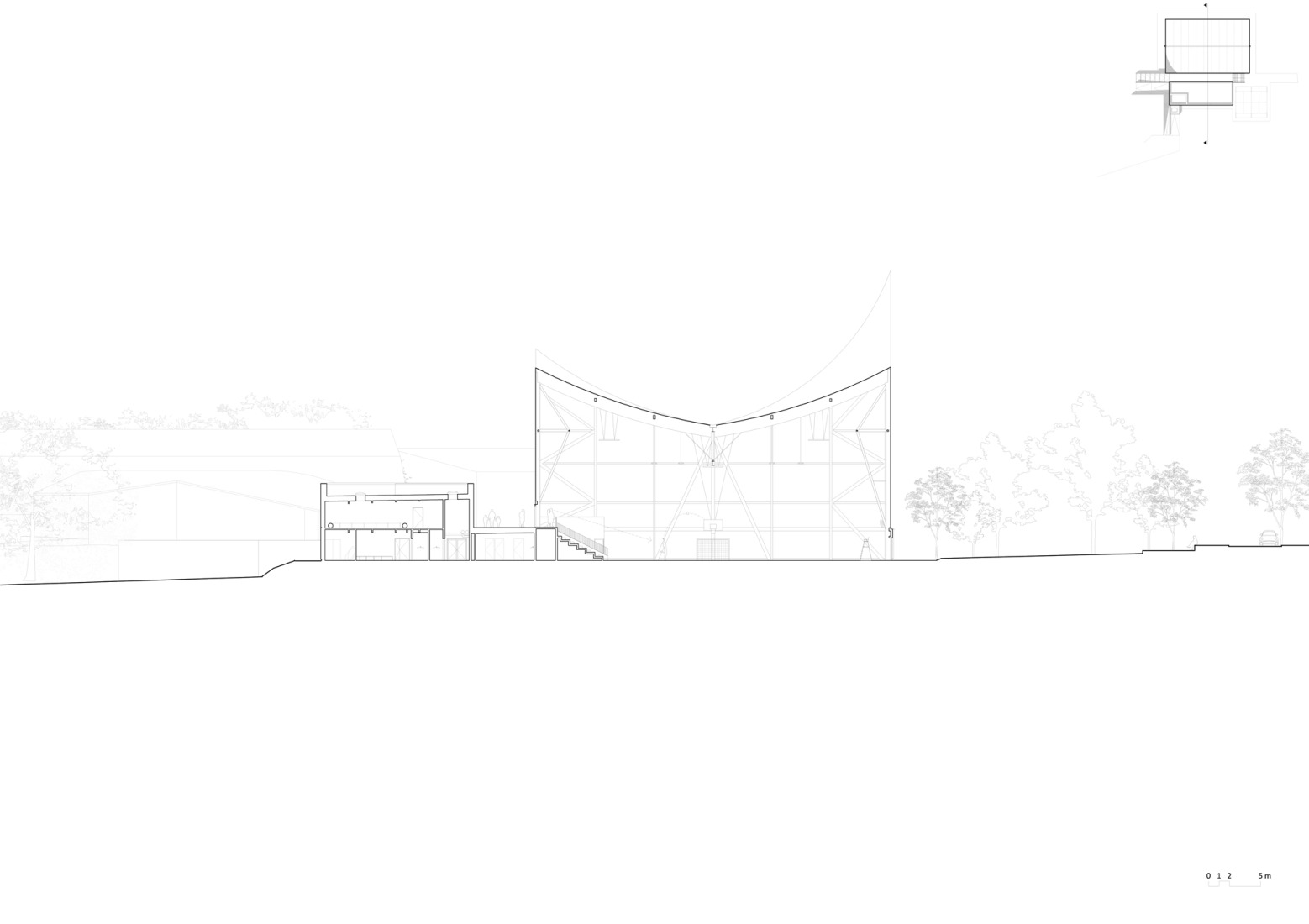 Sección transversal BB'. Complejo Deportivo Y Cultural Josephine Baker - Marie-Jose Perec por Onze04.