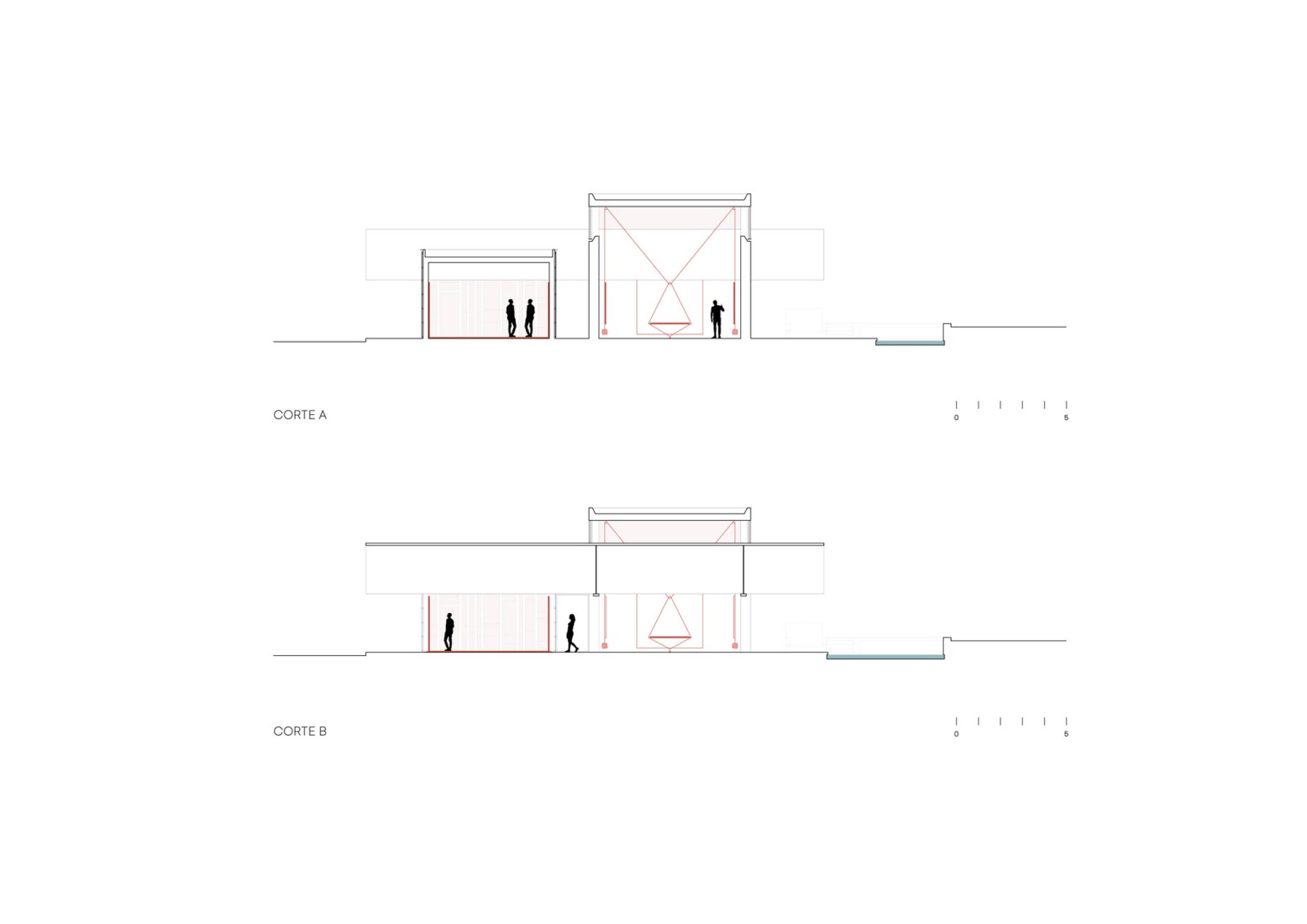 Secciones transversales. Vista de la instalación en el Pabellón de Brasil de la XIX Bienal de Arquitectura de Venecia, parte de la exposición (RE)INVENCIÓN. 