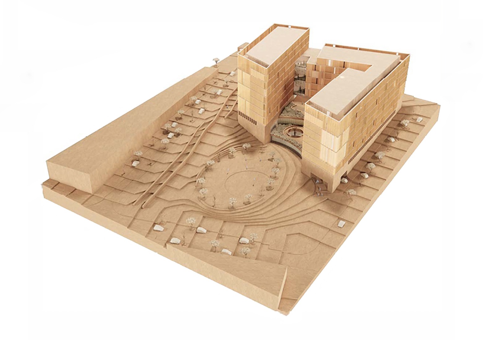 Maqueta. «Jardines para un acróbata» 166 viv. por MADC & Partners, Pereira-Royo Arquitectos y Alonso Hernández Asociados Arquitectura