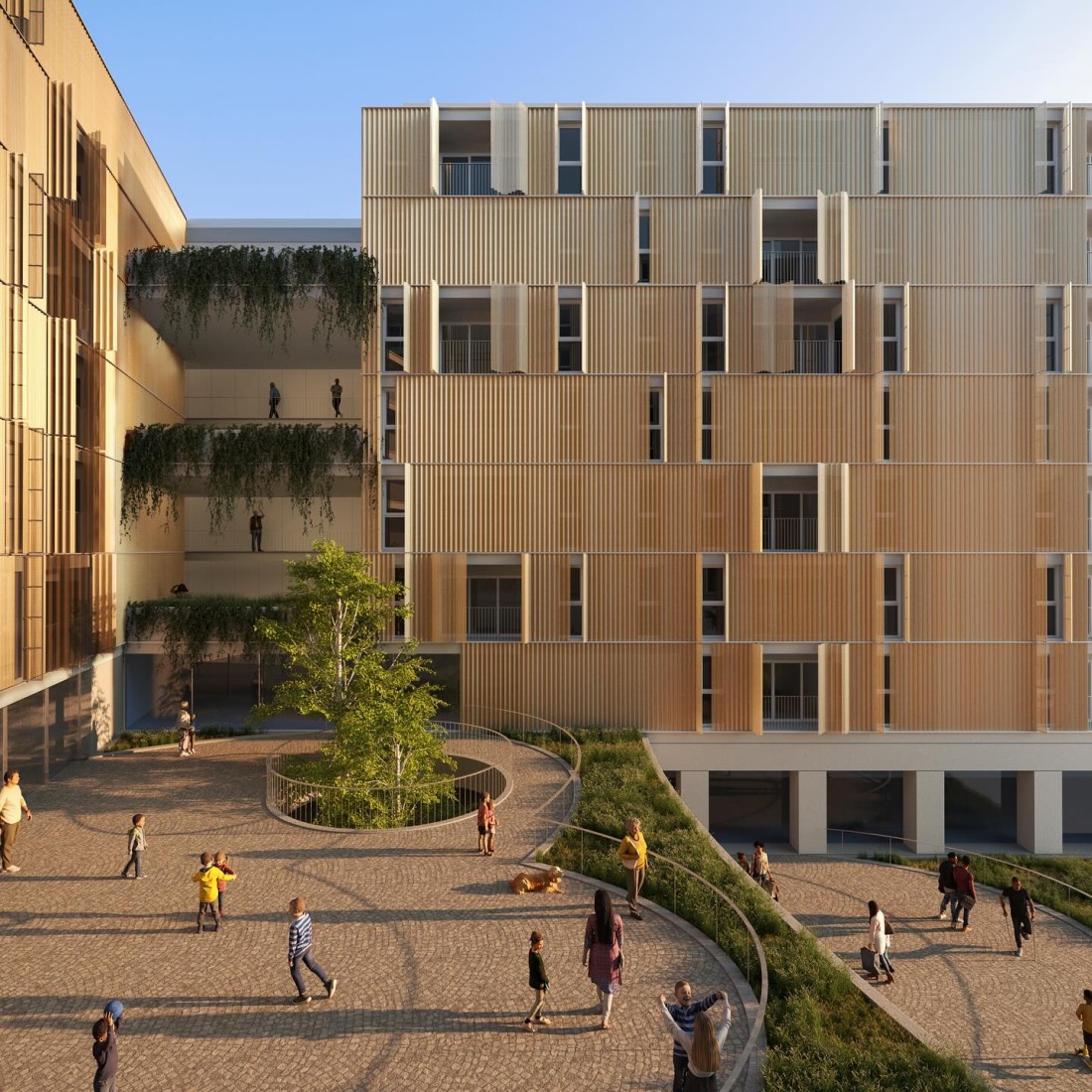 Visualización. «Jardines para un acróbata» 166 viv. por MADC & Partners, Pereira-Royo Arquitectos y Alonso Hernández Asociados Arquitectura