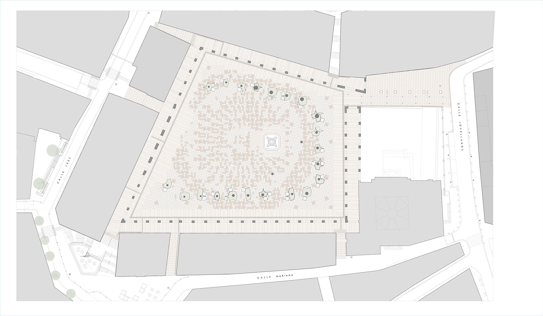 Plano de planta. Proyecto de Urbanización Plaza de la Constitución Almería por Ordaz Estudio de Arquitectura. Plano de planta. Proyecto de Urbanización Plaza de la Constitución Almería por Ordaz Estudio de Arquitectura.