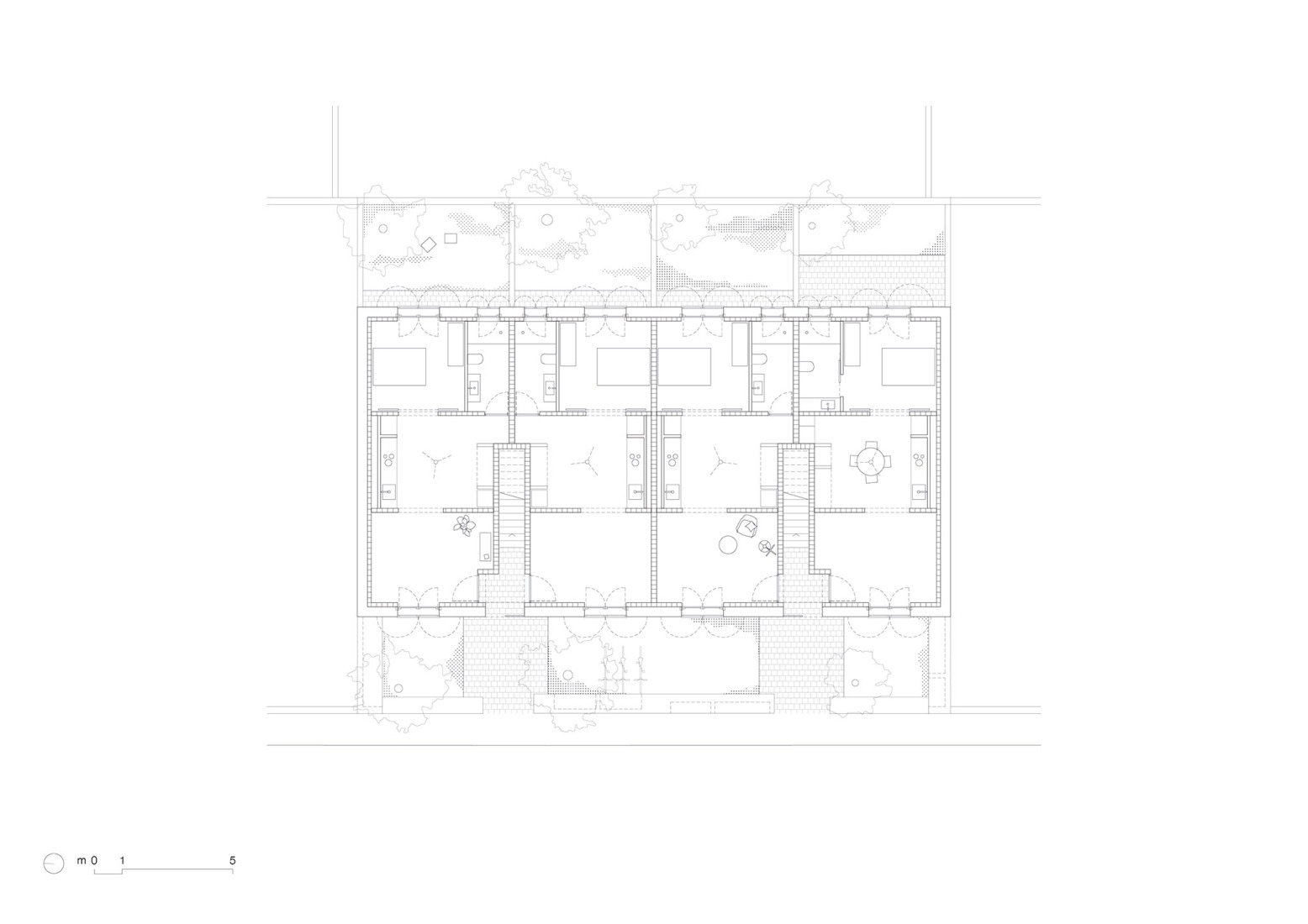 Plano de planta baja. «Ses Veles Puigpunyent» por Alventosa Morell Arquitectes y Joan Josep Fortuny Giró.