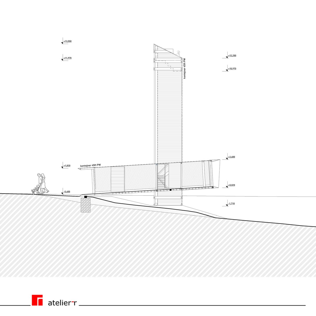 Sección 1. Mirador sobre Litomyšl por Atelier-r. Sección 1. Mirador sobre Litomyšl por Atelier-r.